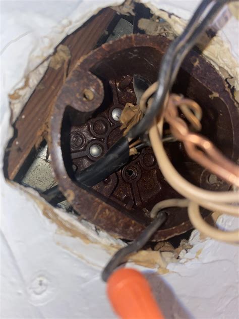 removing ceiling electrical box|removing old ceiling light box.